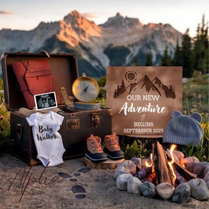 Mountain Pregnancy Announcement Hiking Adventure Pregnancy Announcement Gender Neutral Boho Baby Announcement Summer Baby Reveal