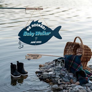 Fishing Pregnancy Announcement Digital Fathers Day Pregnancy Announcement Fishing Baby Reveal Digital Template for Social Media