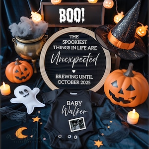 Halloween Pregnancy Announcement Digital Template October Baby Announcement Gothic Pregnancy Social Media Reveal Ideas Unexpected Surprise