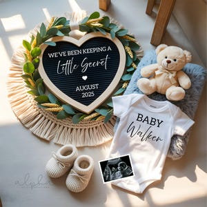 Digital Pregnancy Announcement for Social Media, Heart Baby Announcement Neutral Gender Reveal, Pregnancy due Date, Editable Template
