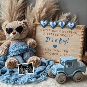 It&#39;s a Boy Pregnancy Announcement Digital Boho Baby Boy Announcement Blue Gender Reveal Social Media Template