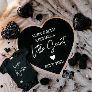 Digital Pregnancy Announcements Goth Gender Reveal Social Media Canva Template Black-Theme Heart Baby Announcement
