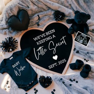 Simple Pregnancy Announcement Digital, Black Baby Announcement, Heart Gothic Pregnancy Announcement, Social Media Template, Gender Neutral