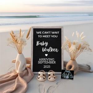 Beach Baby Announcement Digital Summer Pregnancy Announcement Boho Gender Beach Reveal for Social Media Baby Post Template