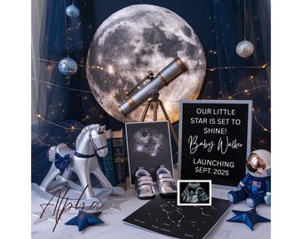 Space Adventure Pregnancy Announcement Astronaut Baby Announcement Celestial Baby Reveal Cosmic Theme Gender Reveal Constellation Pregnancy