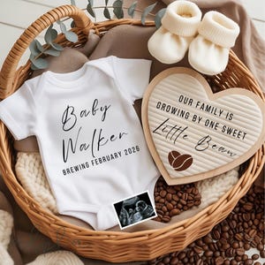 Coffee Pregnancy Announcement Digital Simple Neutral Baby Announcing Digital Template for Coffee Lover Social Media Pregnancy Reveal Ideas