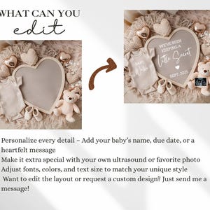 Simple Digital Pregnancy Announcement Gender Neutral Heart Baby Announcement Modern Editable Social Media Baby Reveal Template image 2