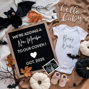 Goth Digital Pregnancy Announcement Halloween Baby Announcement Witchy Editable Fall Gender Neutral Baby Reveal