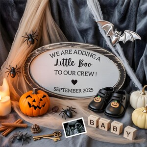 Halloween Pregnancy Announcement Digital Gender Neutral Baby Reveal Editable Social Media Post for Halloween Season Surprise