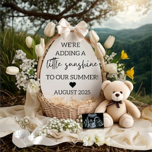 Summer Neutral Pregnancy Announcement Digital Spring Baby Announcement Summer Baby Reveal Social Media Template Floral Pregnancy Announce