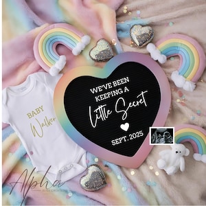 Rainbow Pregnancy Announcement Gender Neutral Rainbow Baby Digital Gender Reveal Heart Baby Announcement Rainbow