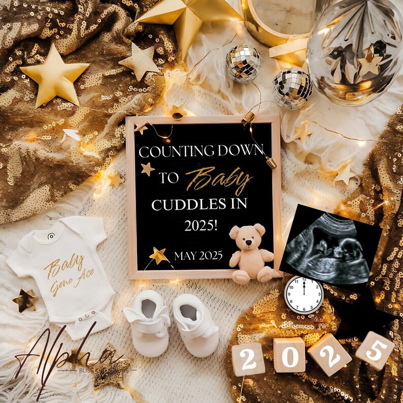 New Year Pregnancy Announcement for Social Media Baby Gender Reveal ...