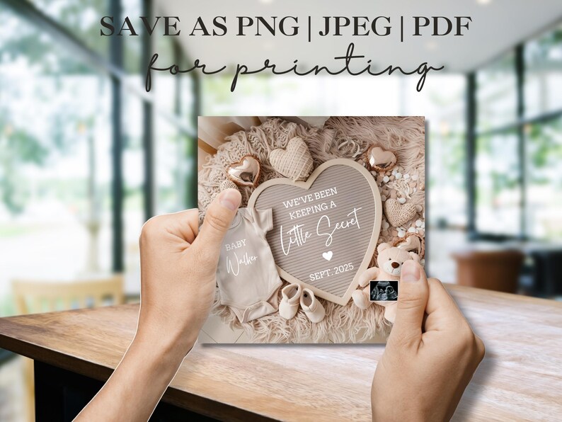 Simple Digital Pregnancy Announcement Gender Neutral Heart Baby Announcement Modern Editable Social Media Baby Reveal Template image 5
