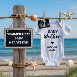 Editable Summer Pregnancy Announcement Digital Social Media Template, Summer Baby Announcement, Editable Pregnancy Reveal, Beach Vibe