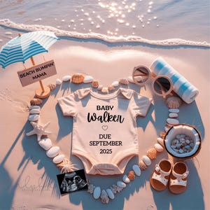 Summer Pregnancy Announcement Beach Digital Pregnancy Reveal Ideas Summer Baby News Modern Baby Social Media Instant Download