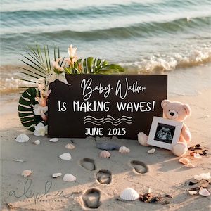Beach Pregnancy Announcement Digital Template Editable Nautical Baby Reveal Digital Social Media Instant Download for Instagram Facebook