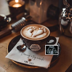 Simple Coffee Pregnancy Announcement Digital, Editable Coffee Baby Announcement, Spill the Beans Social Media, Cafe Latte Gender Neutral