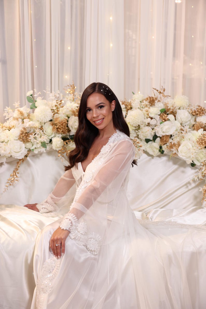 Angel- Robe Including Slip / Lace Set / Bridesmaid Robes / Boudoir ...