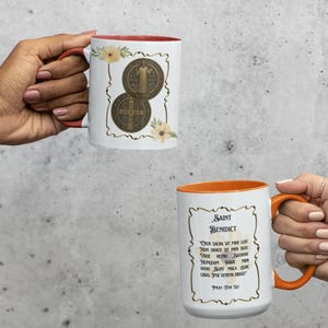 St. Benedict medal mugCatholic Mug, Big Tea Mug, Godmother Gift, Mug Traditional Catholic, Catholic Gifts Confirmation,