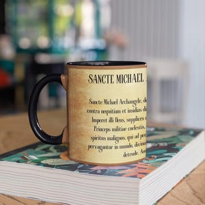 Saint Michael Archangel Ceramic Mug 11oz, 15oz, Mug Saint Michael Archangel, Defend Us in Battle, St. Michael Catholic Mug, Catholic Gift