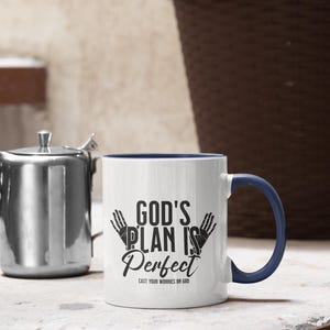 Gods plan is perfect mug, Catholic Mug, Big Tea Mug, Godmother Gift, Unique Catholic Gifts Confirmation, Gifts For Girls Catholic