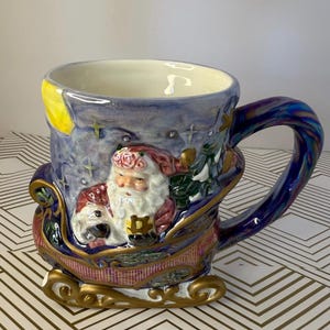 Vintage Avon Collectibles Christmas Cheer Santa Sleigh Mug Cup 2002