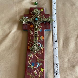 Hand painted cross, wall hanging