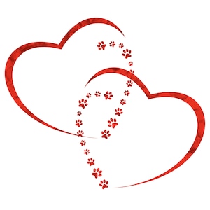 Paw Print Hearts - 5 jpg files