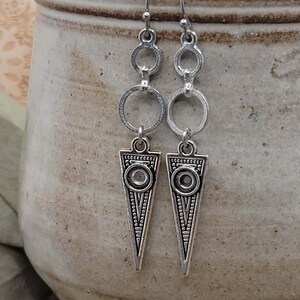 Silber Ohrringe, Antik Silber Dreieck Ohrringe, Geometrische Ohrringe, Boho Ohrringe, Silber Ohrringe, Silber Geschenk