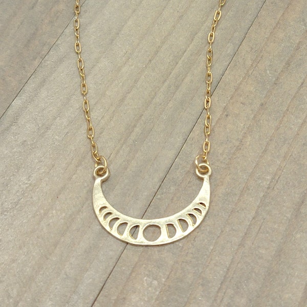 Gold Sun Moon Phase Necklace, Layering Necklace, Moon Phase Minimalist Necklace, Modern Jewelry Trendy Fashion Women's Jewelry Gift