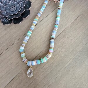 Pastel Opal Gemstone Necklace, Statement Necklace, Modern Jewelry, Quartz Gemstone, Beaded Necklace, Gift