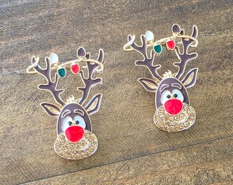 Sterling Silver Reindeer Christmas Earrings - Red Nose Rudolph Studs (Boxed Gift) 9 thumbnail image