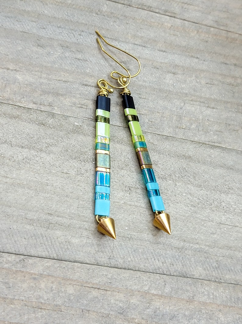 Colorful Glass Tile Beaded Earrings Tila Tile Earrings Etsy