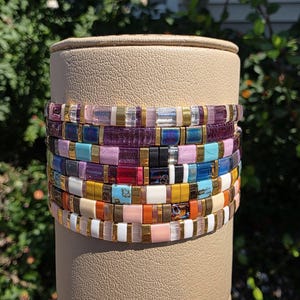 Limited Edition Tile Beaded Bracelet, Tila Tile Bracelet, Miyuki Bracelet,Stretch Bracelet,Colorblock Bracelet,Layering Popular Bracelet