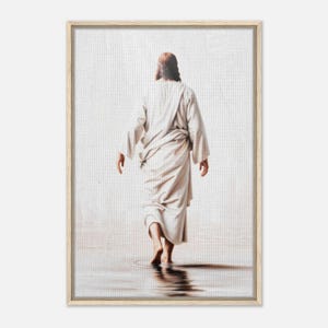 Jesus Walking on Water Art- Christian Wall Art- Framed Christian Art- Framed Jesus Wall Art- Soft Neutral Tones for Every Space- 24x36 Frame