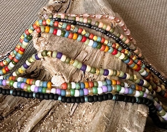 Stretch choker necklaces, seed bead stretch necklace, choose your size and color.