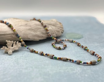 Colorful boho glass long bead necklace