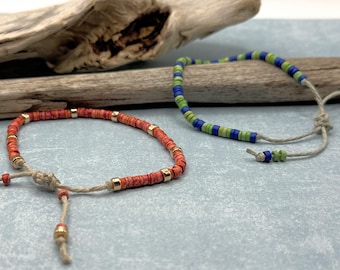 Hemp Slide bracelet with beads