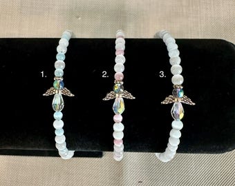 Guardian Angel stretch bracelet , choose your size, clasp and color.