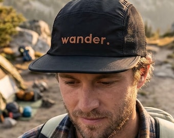 Personalized 5 Panel Hat Custom Embroidered Recycled Nylon Camper Cap Lightweight Mesh Outdoor Headwear Unique Gift for Runners and Hikers