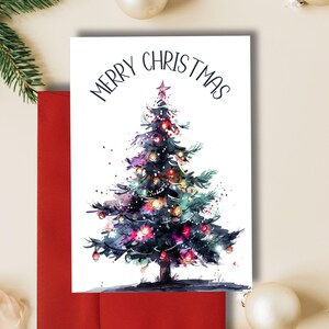 Carte de Noël minimaliste, Noël kitsch, carte de Noël aquarelle imprimable, cadeau de Noël imprimable, carte de voeux joyeux Noël