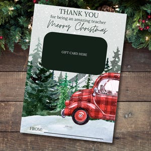 Porte-cartes de Noël pour professeur, Carte de remerciement pour professeur, Cadeau de Noël à imprimer, Carte de remerciement pour professeur, Porte-cartes pour café