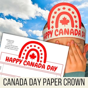 Papierkrone Canada Day Bekleidung, Ahornblatt zum Ausdrucken, Happy Canada Day Hut, rote Canada Day Party zum Ausdrucken, Partyhut für Kinder