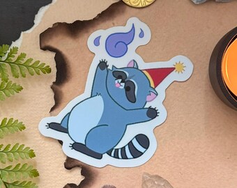 Warlock Raccoon Sticker – 3" Cute Fantasy Waterproof Vinyl Decal