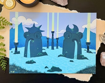 Frog Guardians - Guardians Series 5x7" Art Print | Fantasy, Magical Animal Statues Illustrations