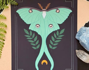 Luna Moth - 5x7" Art Print | Fantasy Whimsical Illustration