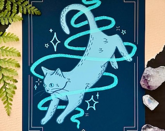 Magical Cat - 5x7" Art Print | Fantasy Whimsical Illustration