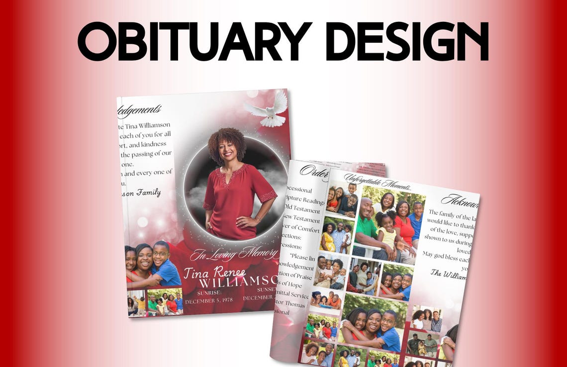 Canva Editable Tri fold Obituary Template Memorial Program Funeral