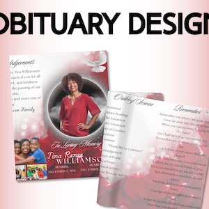 Canva Editable Tri-fold Obituary Template, Memorial Program, Funeral Program