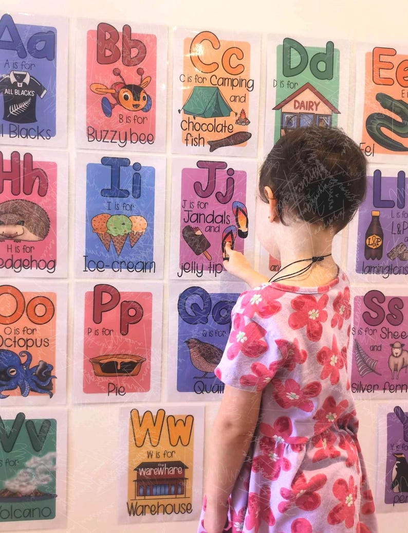 Kiwiana Alphabet Digital Print NZ Wall Art Alphabet Poster